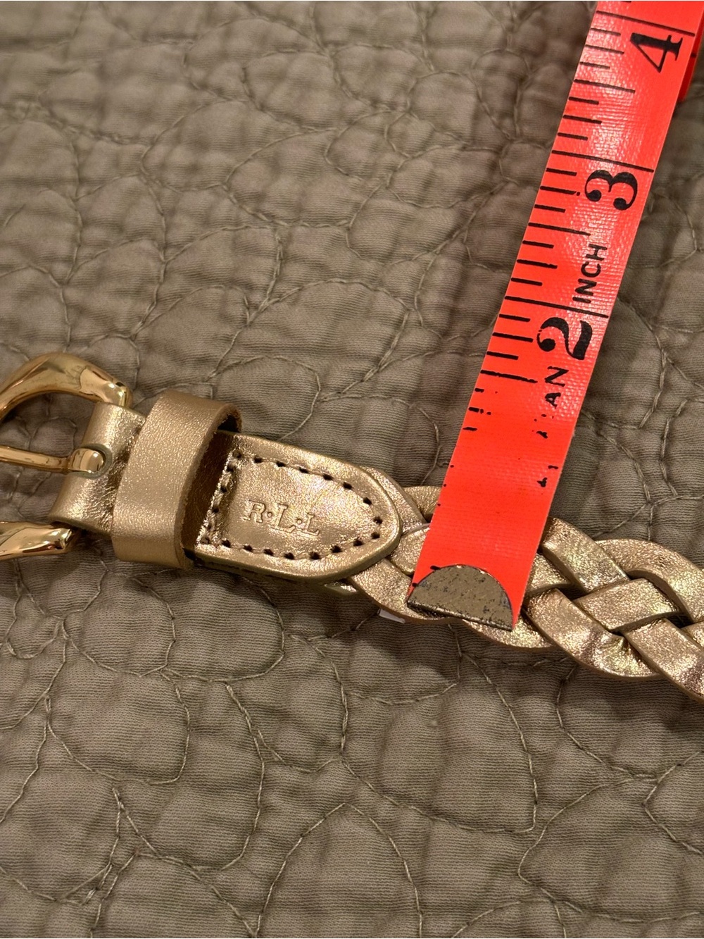 Lauren Ralph Lauren Gold Braided Leather Belt L/XL - Picture 5 of 8